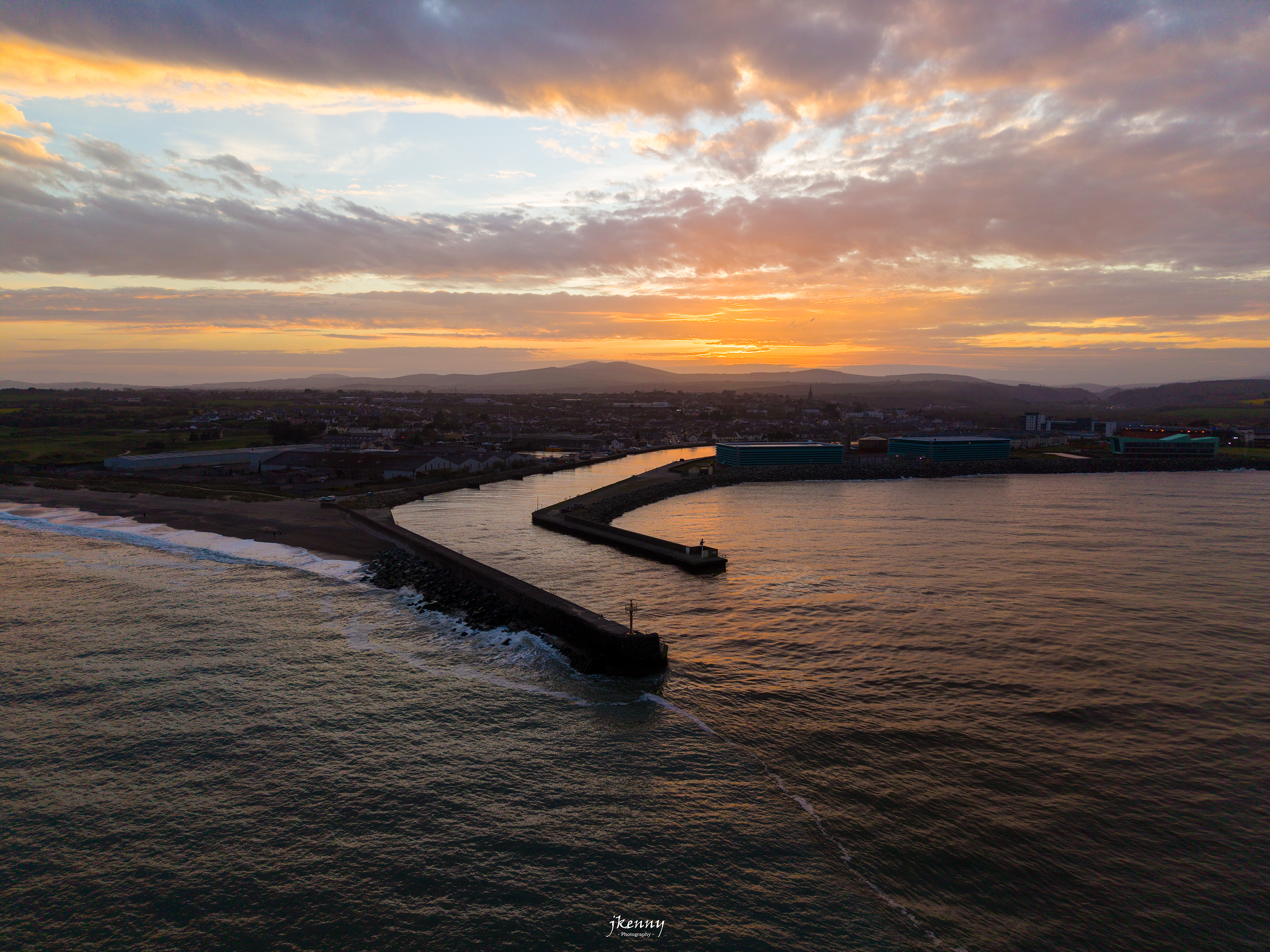 Arklow harbour at sunset